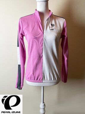 Pearl Izumi Colorblock Long Sleeve Cycling Jersey Jacket Pink White M EUC